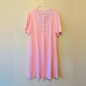 OEKO-TEX SOFT PINK LACE FRONT ORGANIC COTTON SLEEP NIGHT GOWN L/XL